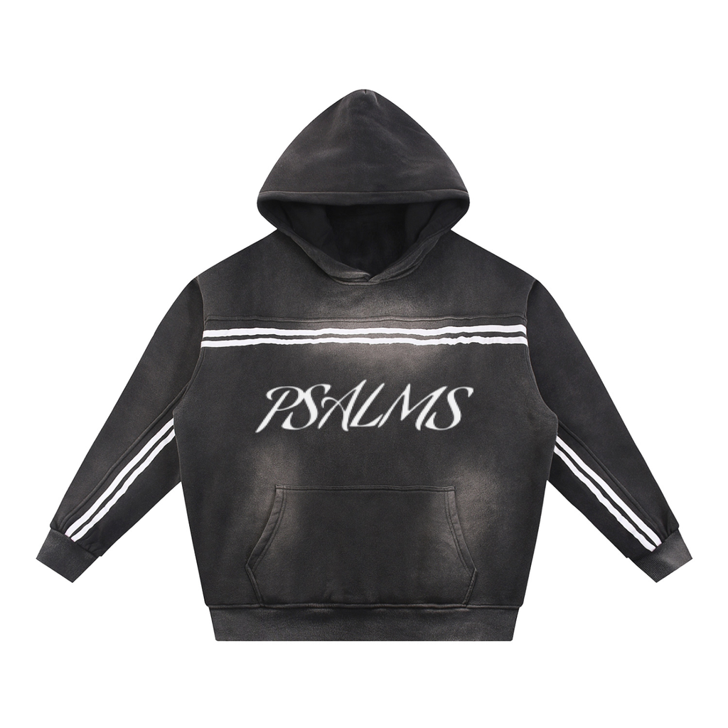 Sun Fade Contrast Tape Fleece Psalms 23 Hoodie