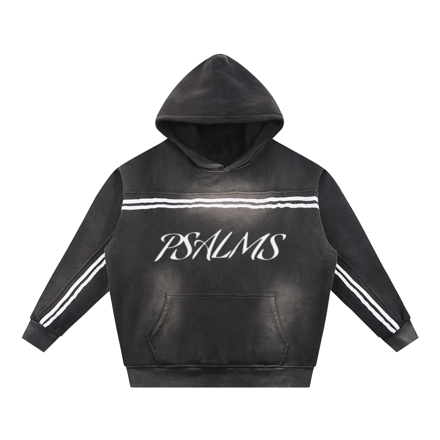 Sun Fade Contrast Tape Fleece Psalms 23 Hoodie